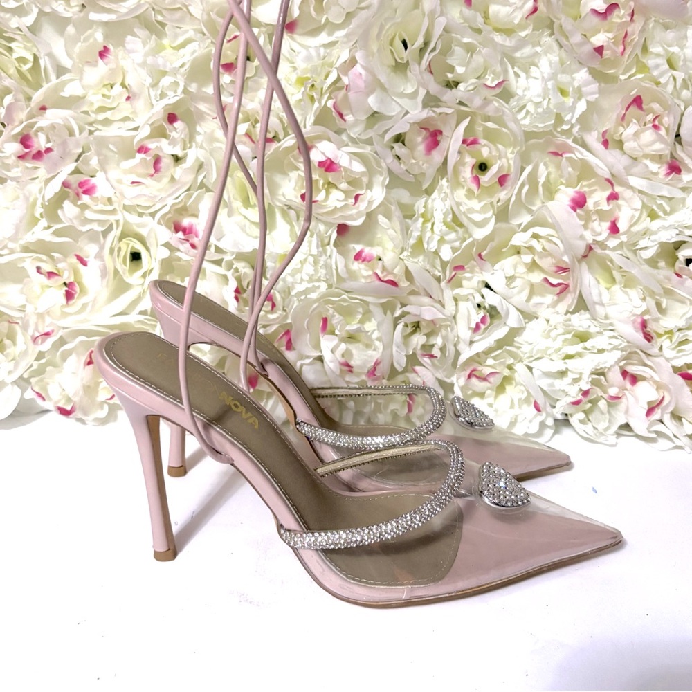 New Lover Strappy Pumps - Clear/Nude - 8.5